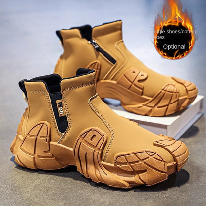 Heavy Duty Men's Waterproof Martin Boots – Anti-Slip Labor Protection Shoes with Plush Warm Lining
