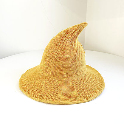 Knitted Pointed Top Witch Hat | Wide Brim Halloween Party