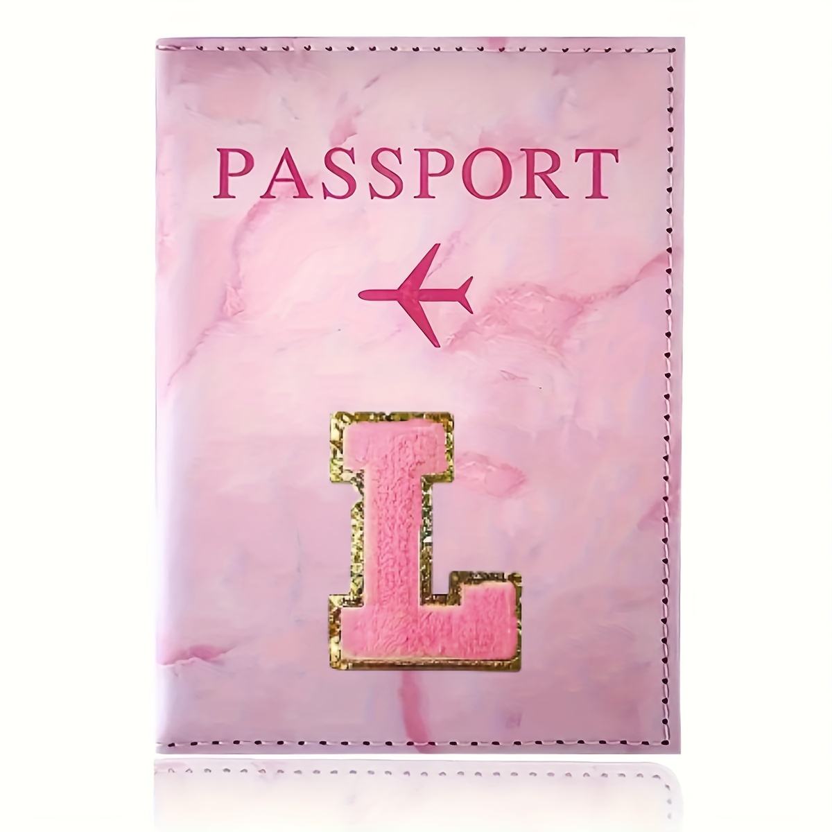 Monogrammed Pink Marble Effect Passport Clip