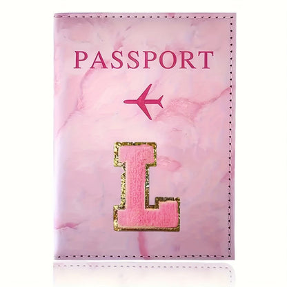 Monogrammed Pink Marble Effect Passport Clip