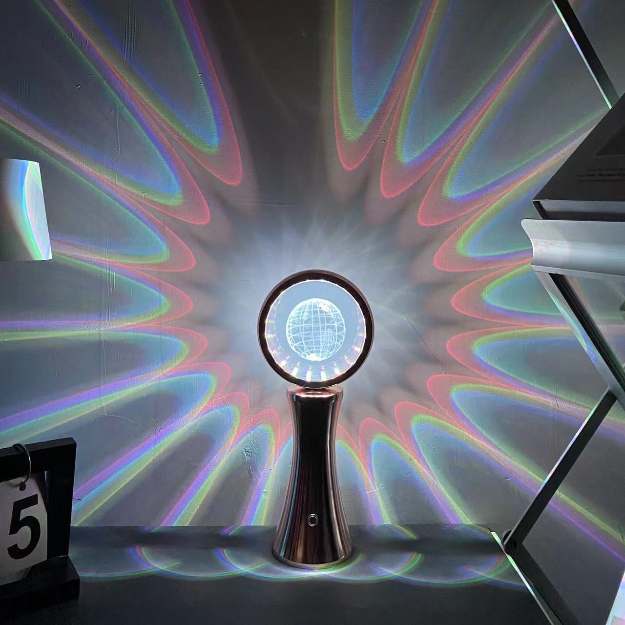 Rotating 3D Crystal Globe Projector Light - RGB Atmosphere Lamp for Bedroom & Desktop