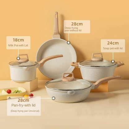 Product Title: Premium Medical Stone Non-Stick Cookware Set - Marble Finish Frying Pan, Soup Pot & Wok (Eco-Friendly & Durable)