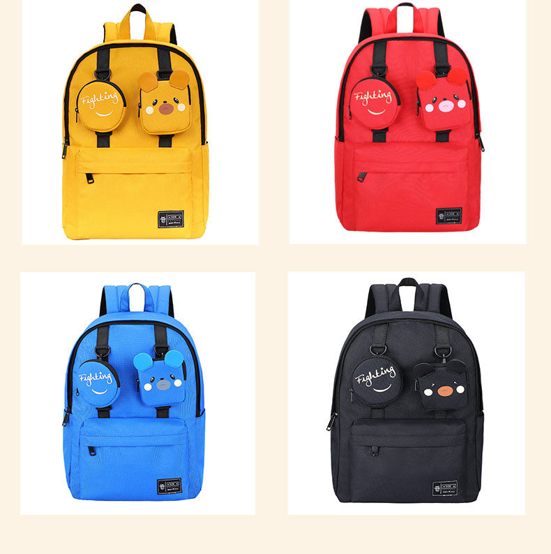 Creative Solid Color Backpack for High School & Junior High Girls - Personality Design with Small Pocket