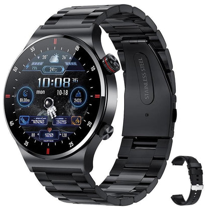 QW33 Sports Smartwatch with Music Player - Stainless Steel Pedometer Watch for Men