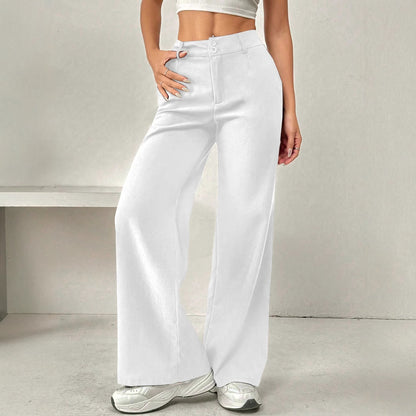 Women's Loose Fit Slimming Straight Leg Trousers - Casual Wide Pants