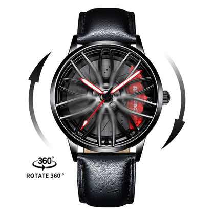 Luxury Men's Car Wheel Hub Watch - Stainless Steel Waterproof Quartz Wristwatch