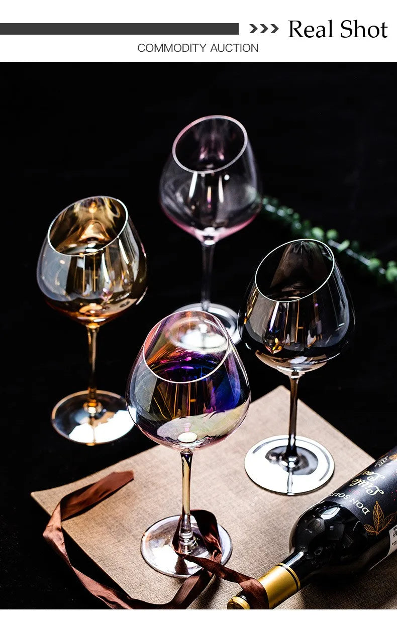 Creative Bevel Champagne/Wine Glass Cups with Iridescent Color-Changing Finish