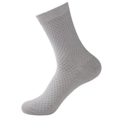Elegant Square Grid Pattern Dress Socks - Ultra-Soft Bamboo Cotton Men's Socks