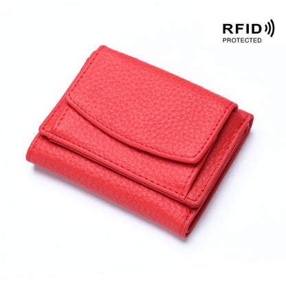 Women's Japanese Style Genuine Leather RFID Protected Mini Coin Wallet (Short)