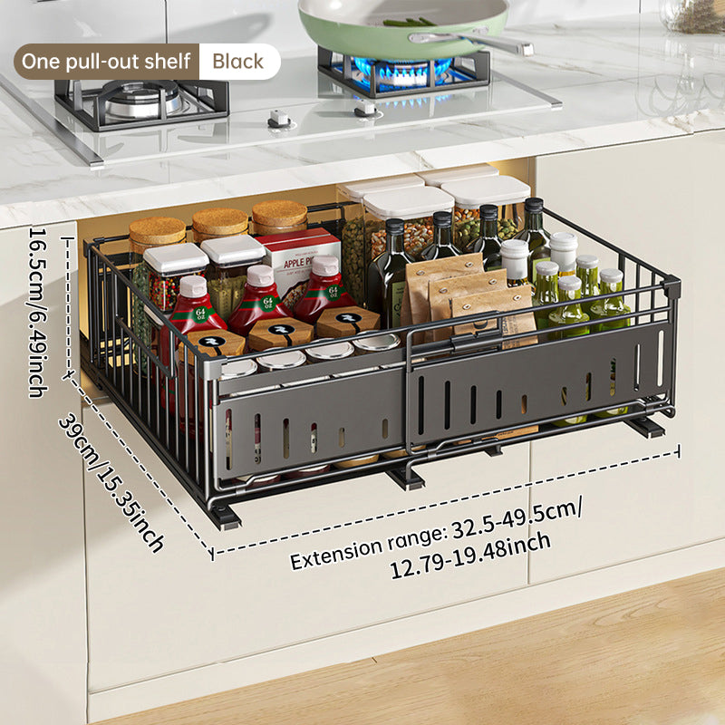 Expandable Cabinet Pull-Out Shelf - Multi-Functional Kitchen Storage Organizer
