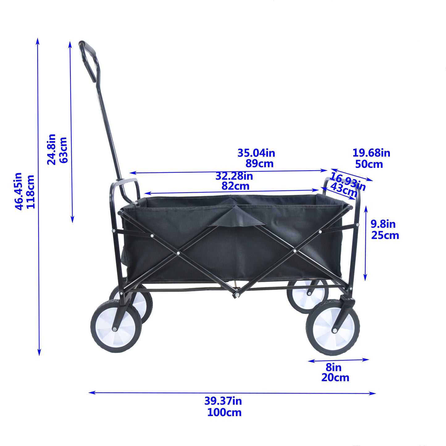 Folding Wagon Garden Shopping Beach Cart – Heavy Duty Black Utility Cart