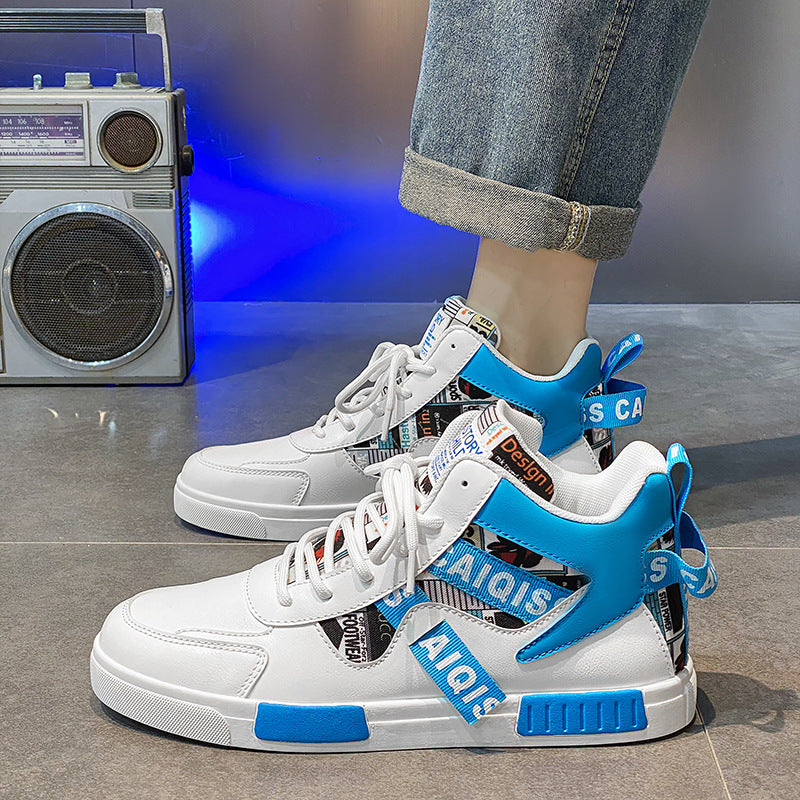 Men's Trendy High Top Board Shoes - Fashionable Outdoor Casual Sports Sneakers