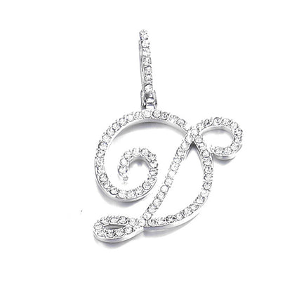 Iced Out Initial Letter Pendant Cuban Chain Necklace