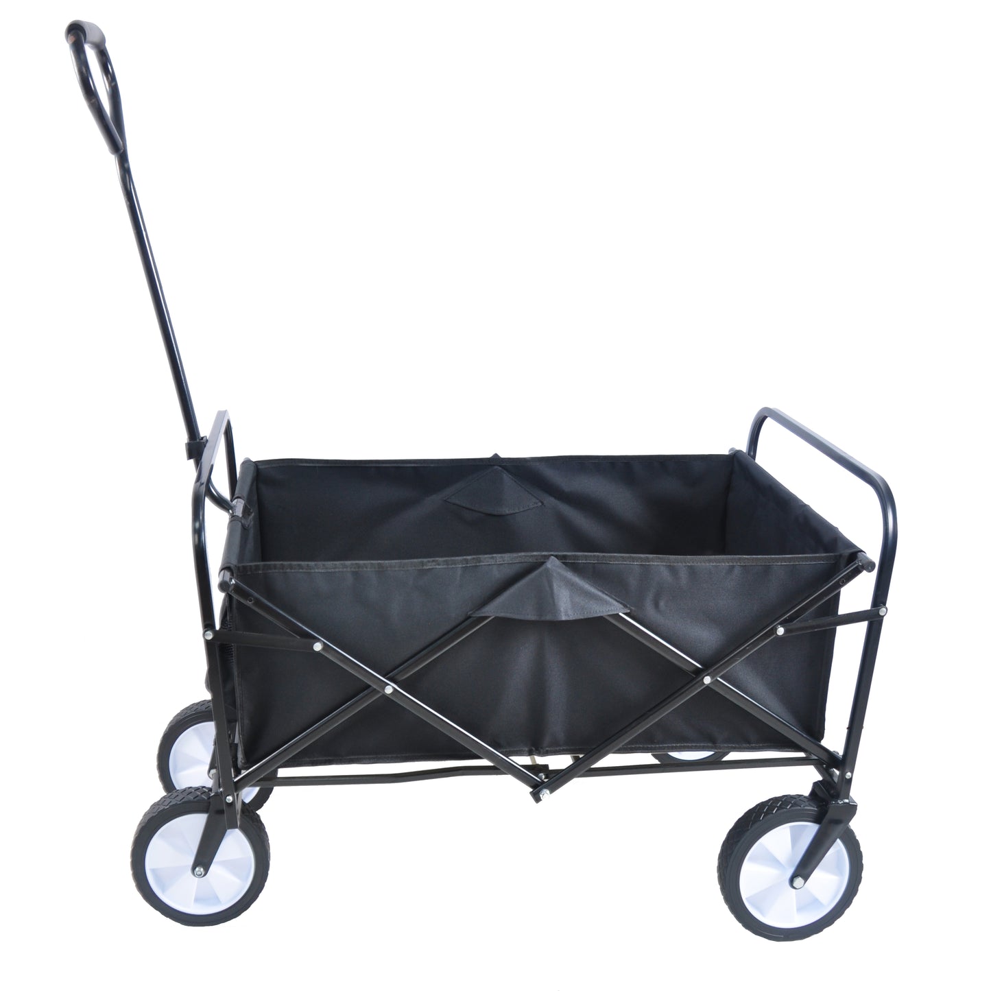 Folding Wagon Garden Shopping Beach Cart – Heavy Duty Black Utility Cart