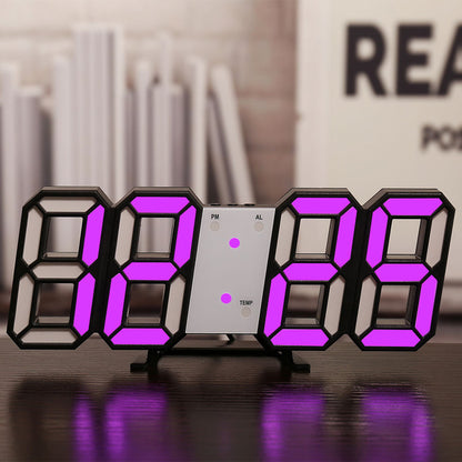 3D LED Digital Alarm Clock - Modern Wall & Desk Clock with Colorful Display