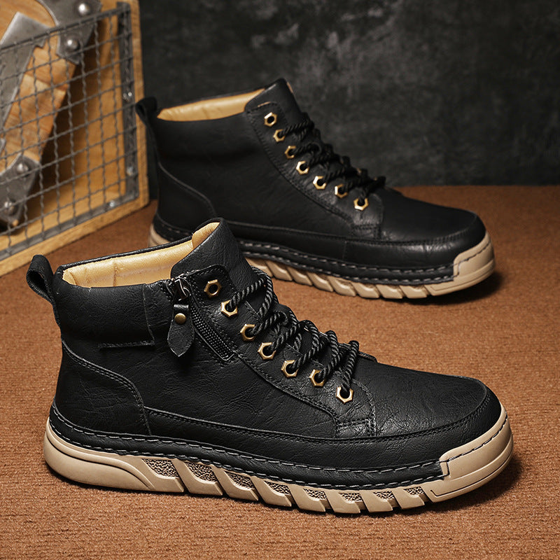 Premium Outdoor Martin Boots for Men – Trendy Thick Sole Mid-Cut Autumn & Winter Fashion Boots
