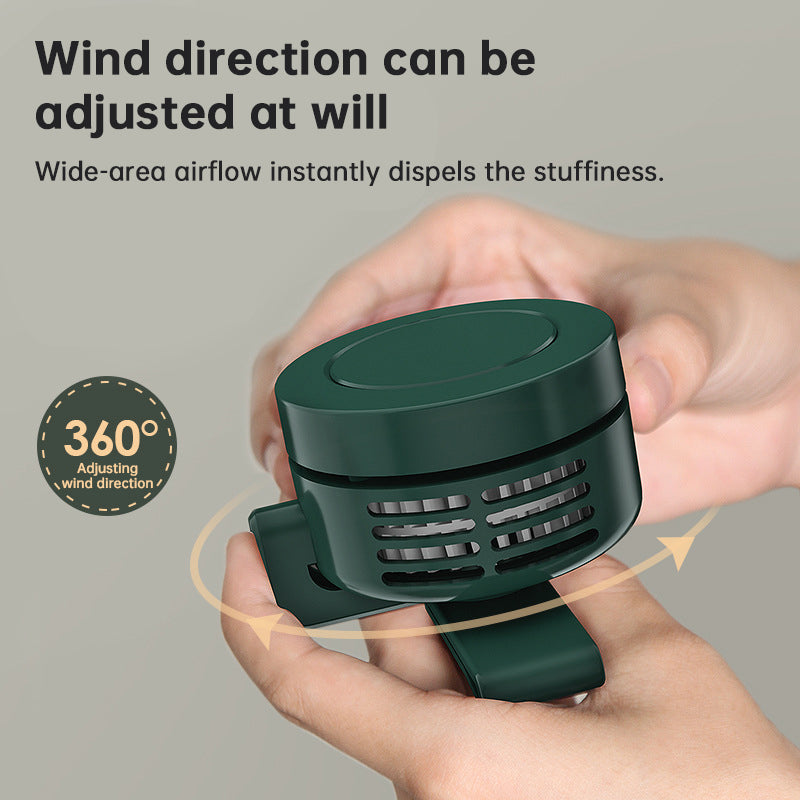 USB Rechargeable Portable Belt Fan for Hiking & Travel with $360^\circ$ Adjustment