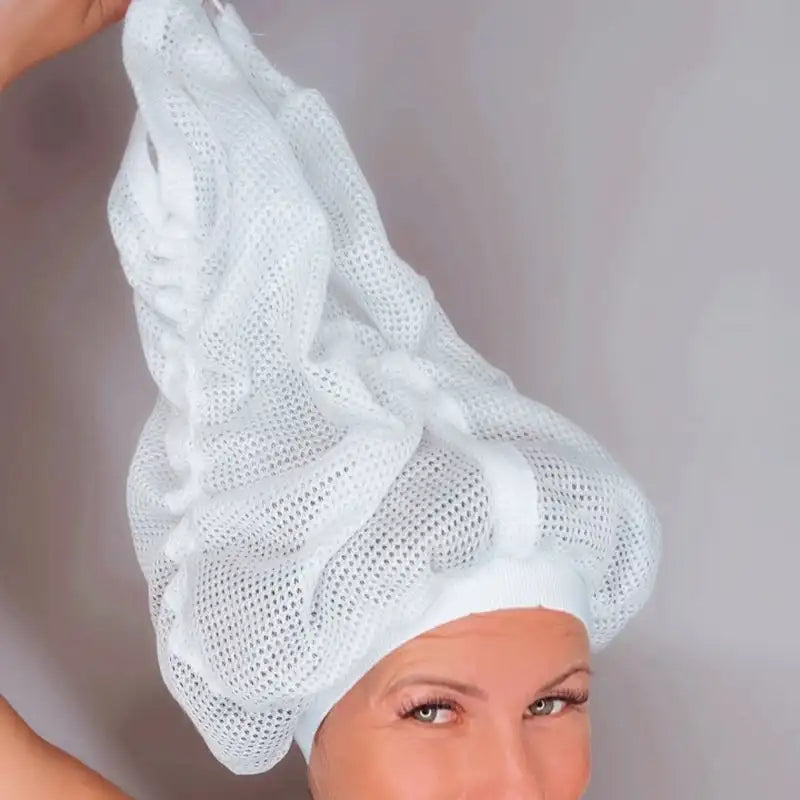 Adjustable Net Plopping Cap for Drying Curly Hair – Breathable Quick-Dry Mesh Bonnet for Frizz-Free Curls