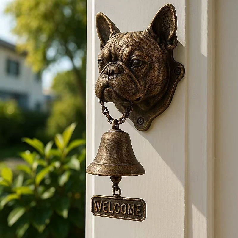 Vintage Dog Welcome Bell – Metal Wall-Mounted Merchant Chime for Home & Office Entrance