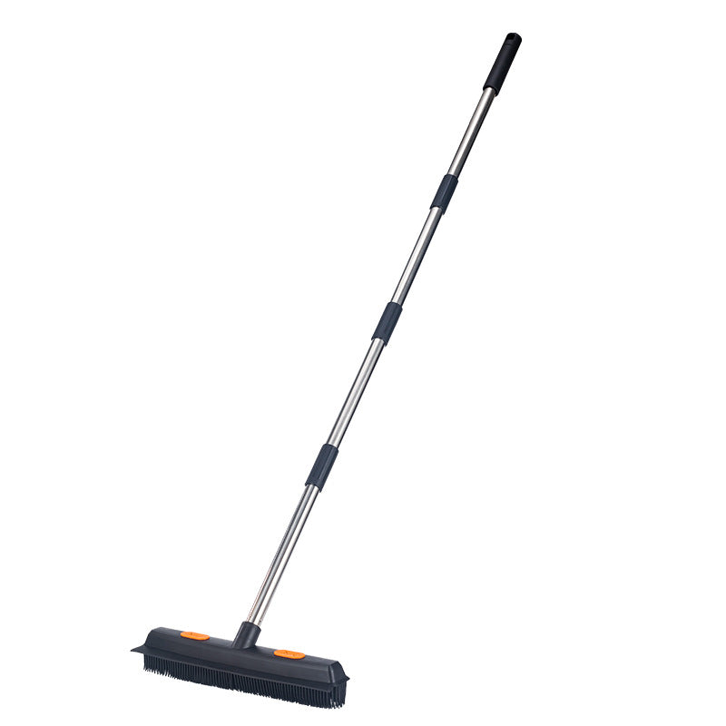 Magic Carpet Brush with Long Handle | Stainless Steel Silicone Floor Cleaning Brush and Water Scraper