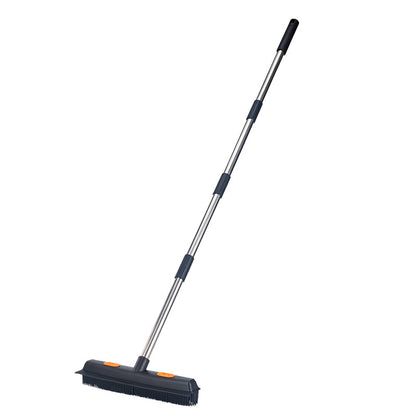 Magic Carpet Brush with Long Handle | Stainless Steel Silicone Floor Cleaning Brush and Water Scraper