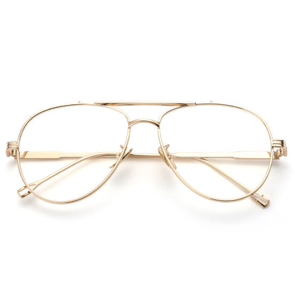 Unisex Luxury Gold-Frame Aviator Glasses - Vintage Clear Lens Fashion Eyewear