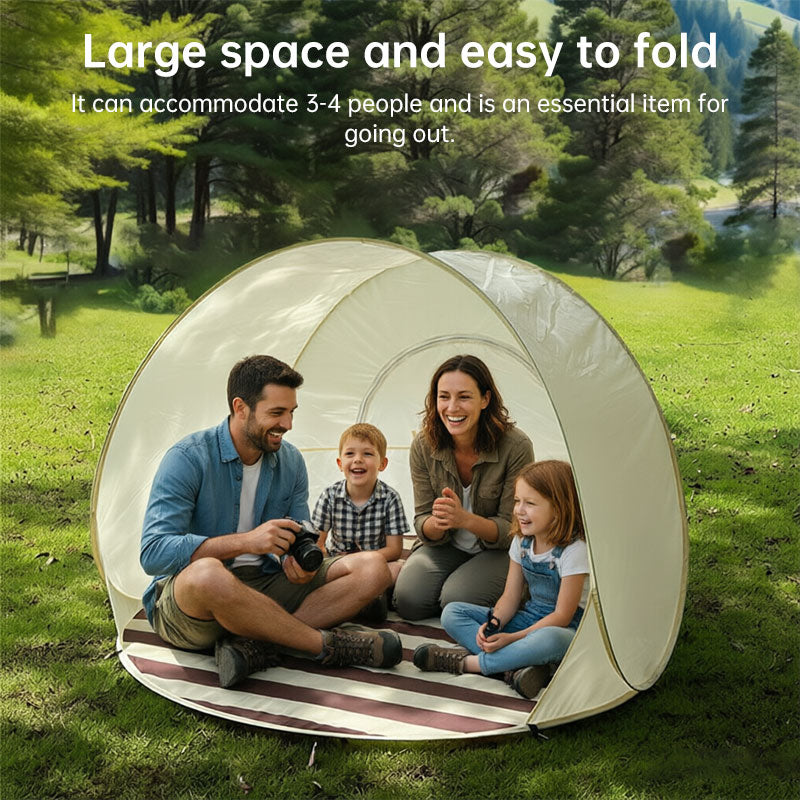 Portable Outdoor Family Tent with Reinforced Poles & Roof Sun Shade