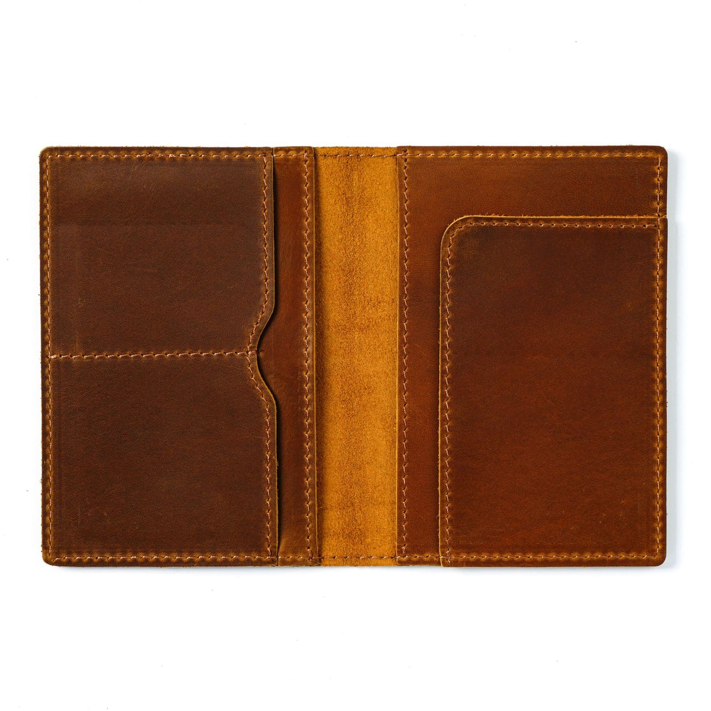 Handmade Genuine Leather Passport Holder & Travel Wallet - Slim Cowhide ID Card Case