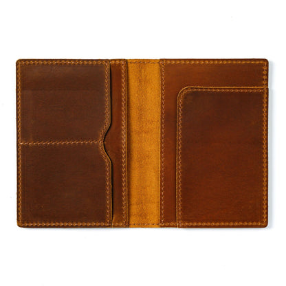 Handmade Genuine Leather Passport Holder & Travel Wallet - Slim Cowhide ID Card Case