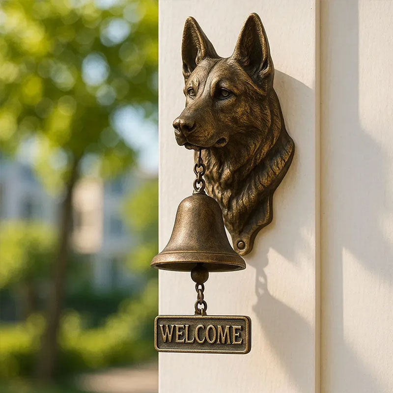 Vintage Dog Welcome Bell – Metal Wall-Mounted Merchant Chime for Home & Office Entrance