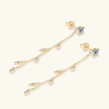 Elegant Moissanite Cascade Leaf Drop Earrings