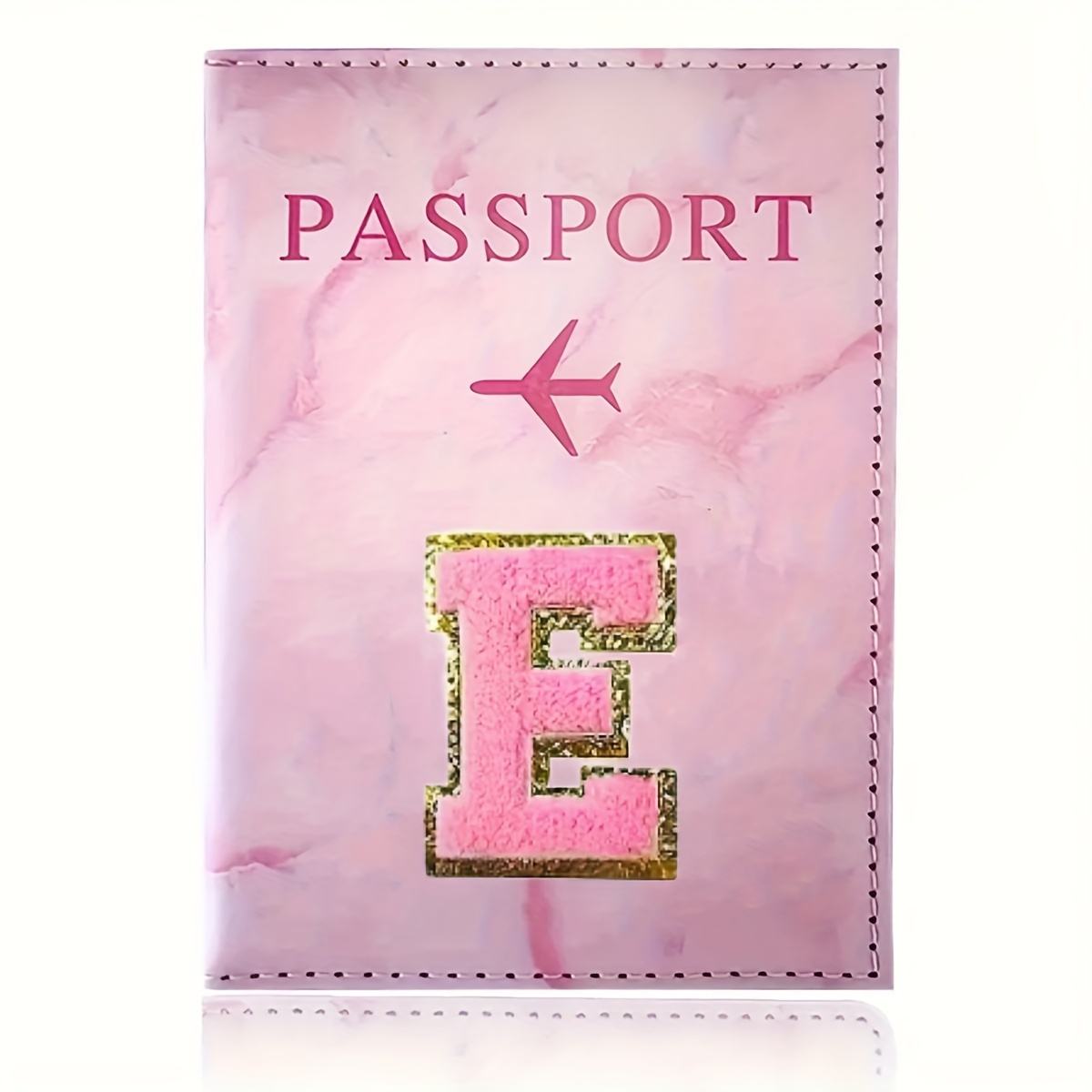 Monogrammed Pink Marble Effect Passport Clip