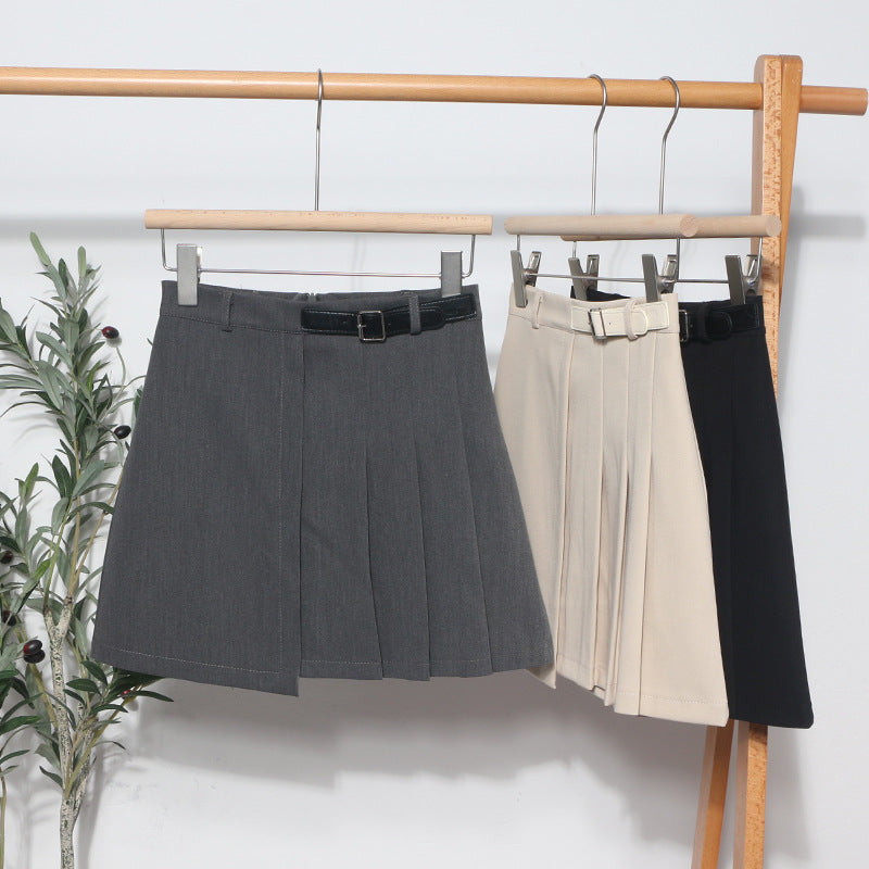 Chic Irregular A-Line Mini Skirt with Faux Leather Belt