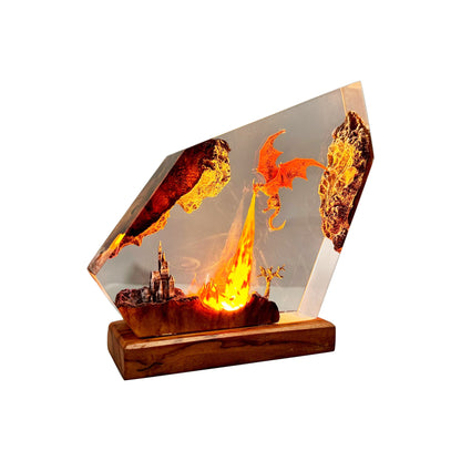 Epic Dragon Battle Resin Lamp | Unique 3D Movie Model Home Decor Gift