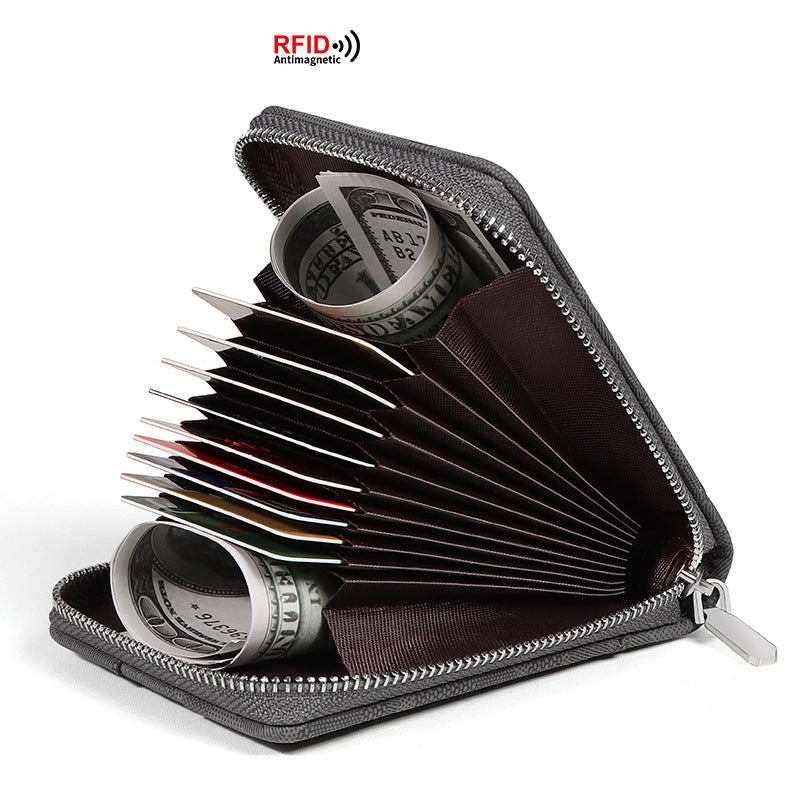 RFID Blocking Zipper Large Capacity Credit Card & Certificate Holder - PU Camouflage Wallet