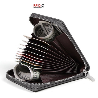 RFID Blocking Zipper Large Capacity Credit Card & Certificate Holder - PU Camouflage Wallet