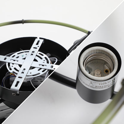 Modern Low Profile Caged Ceiling Fan with Lights – Remote Controlled Flush Mount Fan for Bedroom & Dining