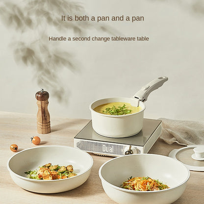 Smart Detachable Handle Cookware Set - Non-Stick Wheat Rice Stone Pan & Pot Set for Space-Saving Storage (Multifunctional)