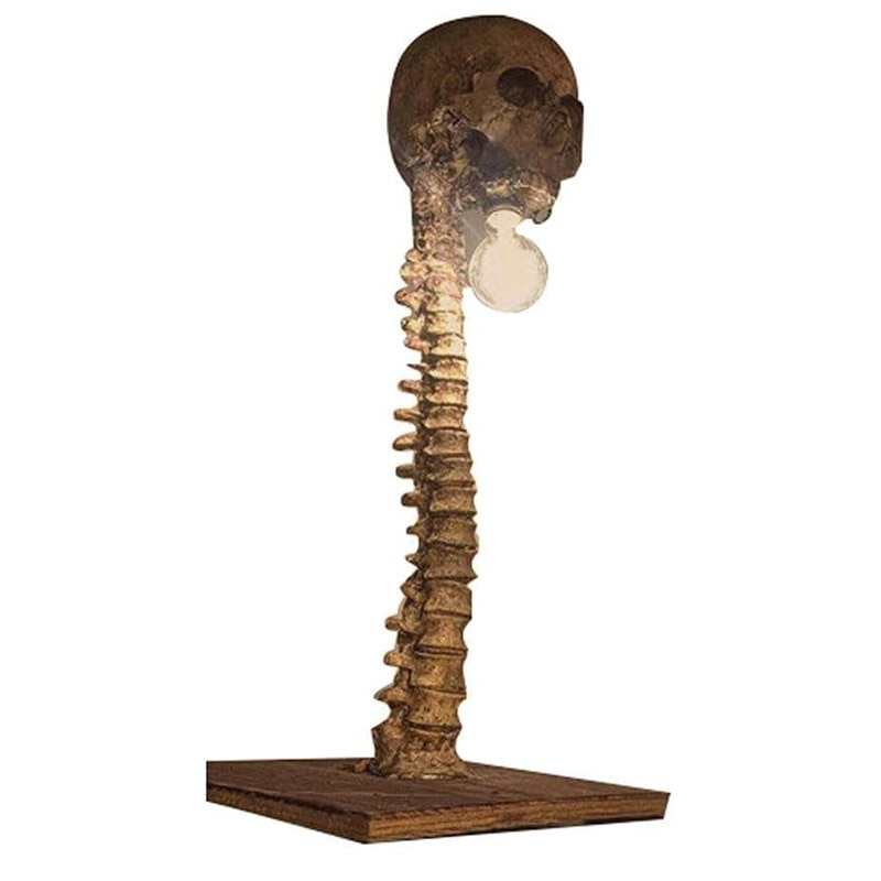 Gothic Halloween Skeleton Table Lamp - Resin Craft Skull Carnival Light for Spooky Decor