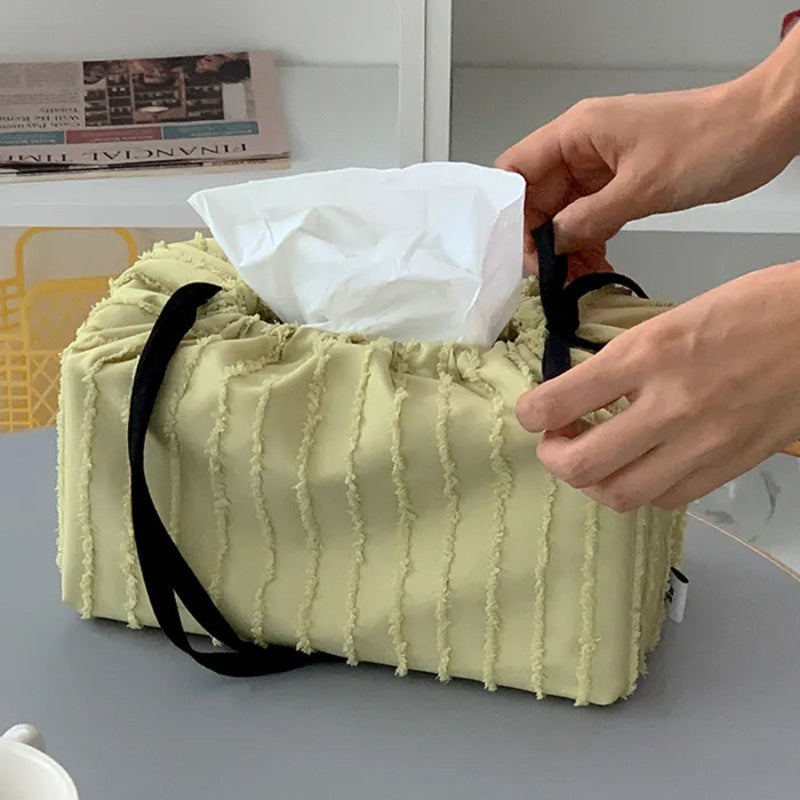 Aesthetic Korean Style Tissue Box Cover - Soft Fabric Cake Design Decorative Holder