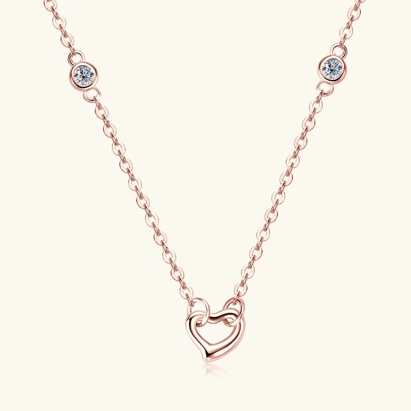 Dainty Moissanite Heart Pendant Necklace