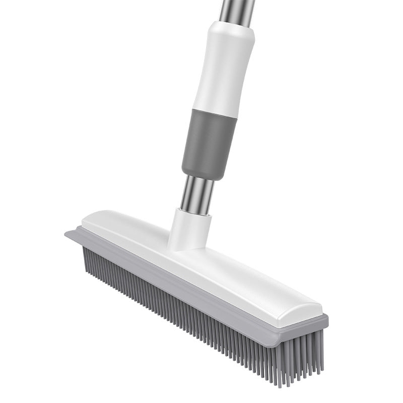 Magic Carpet Brush with Long Handle | Stainless Steel Silicone Floor Cleaning Brush and Water Scraper