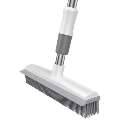 Magic Carpet Brush with Long Handle | Stainless Steel Silicone Floor Cleaning Brush and Water Scraper