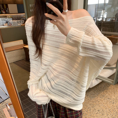 Lazy Chic Asymmetrical Cut-Out Knit Top – Unique One-Shoulder Long Sleeve Sweater for Women