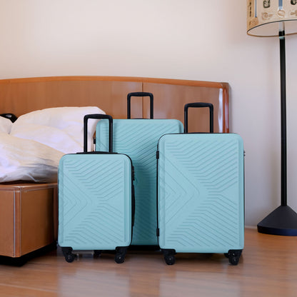 3-Piece Lightweight ABS Luggage Set with Spinner Wheels and TSA Lock - Green