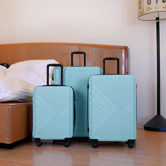 3-Piece Lightweight ABS Luggage Set with Spinner Wheels and TSA Lock - Green