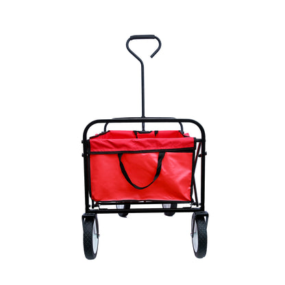 Folding Wagon Garden Shopping Beach Cart – Heavy Duty Red Utility Cart