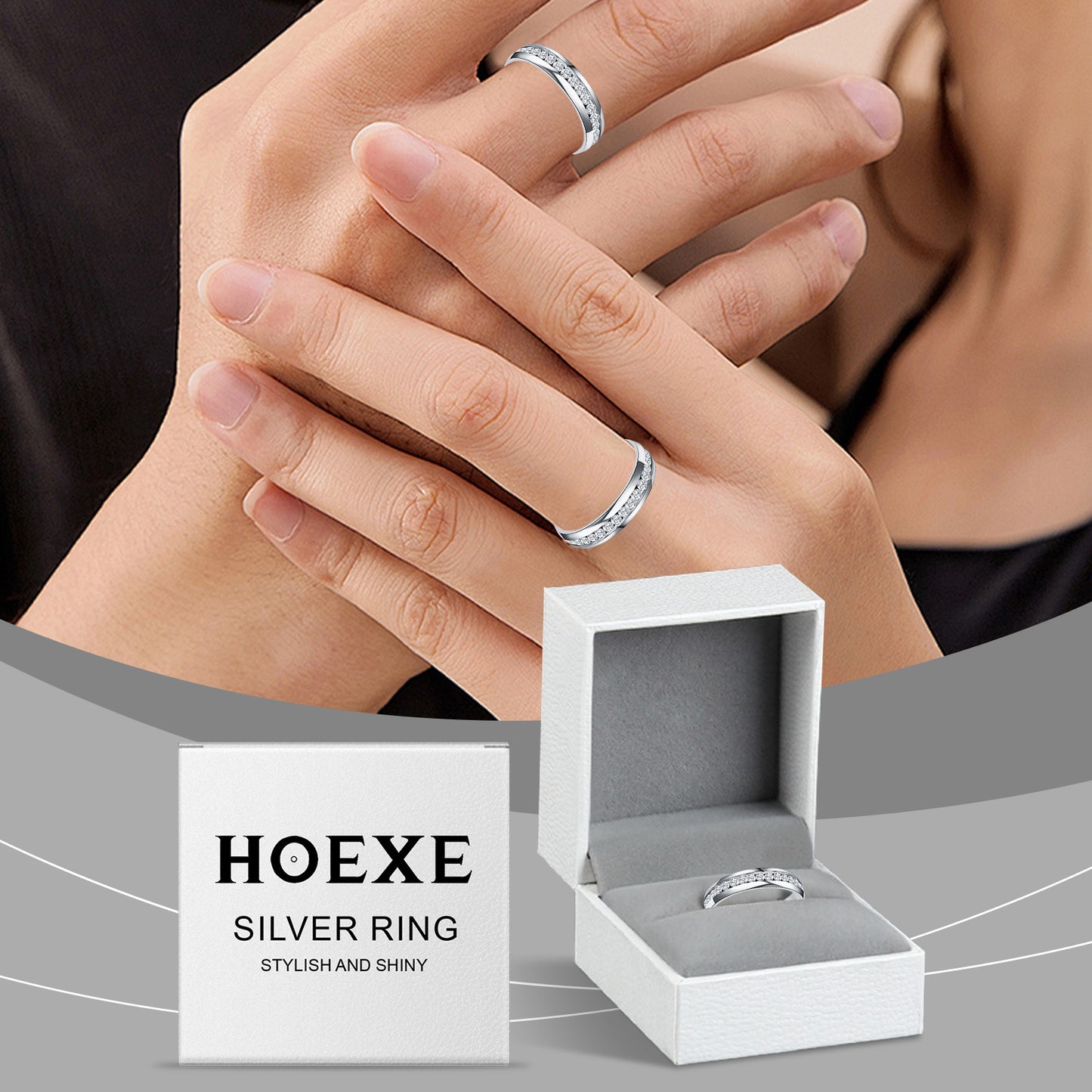 Hoexe Silver Dot Diamond Ring - Luxury Comfort Fit for Men & Women