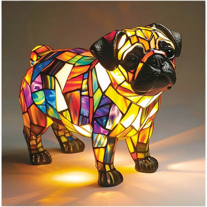Animal Resin LED Night Light | Cute Tiffany Style Cat Bedside Lamp for Living Rooms and Bedrooms