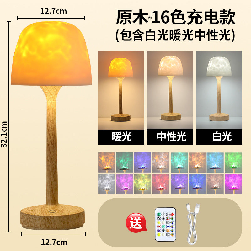 Dynamic Water Ripple Projector Lamp - Romantic Ocean Wave Atmosphere Night Light with Remote Control